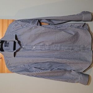 J.‎ Crew Navy and White Men's Gingham Shirt Medium